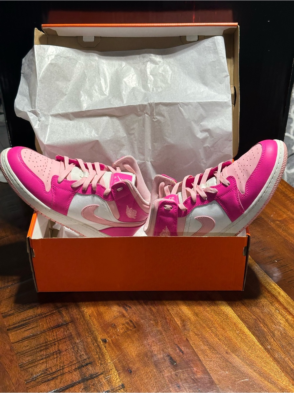 Nike Women's High-Top Sneakers in Hot Pink and Light Pink - Picture 2 of 8